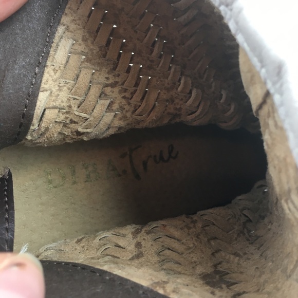 Diba True Western Ankle Boot Woven Leather Bootie Block Heel Gray Size 7 - Picture 6 of 8